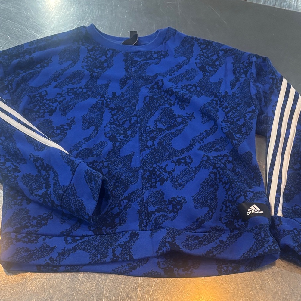 Adidas Blue and Black Crewneck Sweater